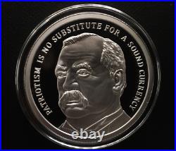 1 oz silver proof Grover Cleveland. 999 COA BOX SSG Silver Shield Limited