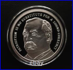 1 oz silver proof Grover Cleveland. 999 COA BOX SSG Silver Shield Limited