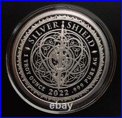 1 oz silver proof Hatewhore Hathor 2022 COA. 999 Pure Box Silver Shield SSG