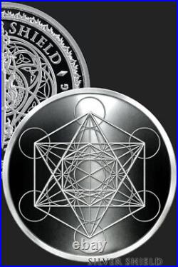 1 oz silver proof Metatron's Cube. 999 Pure COA BOX SSG Sacred Geometry Limited