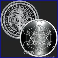 1 oz silver proof Metatron's Cube. 999 Pure COA BOX SSG Sacred Geometry Limited