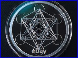 1 oz silver proof Metatron's Cube. 999 Pure COA BOX SSG Sacred Geometry Limited