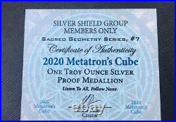 1 oz silver proof Metatron's Cube. 999 Pure COA BOX SSG Sacred Geometry Limited