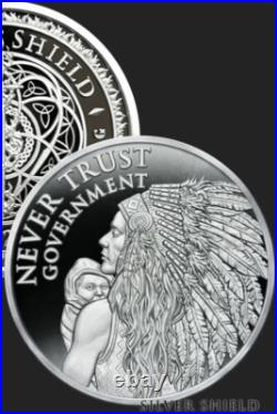 1 oz silver proof Never Trust Government V2.999 Pure COA BOX Indians Navajo