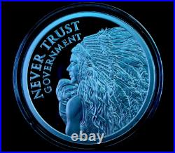 1 oz silver proof Never Trust Government V2.999 Pure COA BOX Indians Navajo
