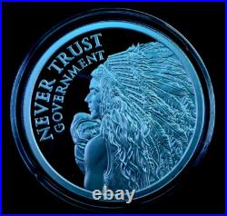 1 oz silver proof Never Trust Government V2.999 Pure COA BOX Indians Navajo