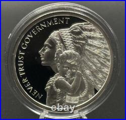 1 oz silver proof Never Trust Government V3.999 Pure COA BOX Indians Navajo