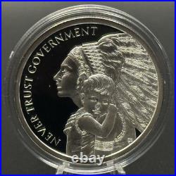 1 oz silver proof Never Trust Government V3.999 Pure COA BOX Indians Navajo