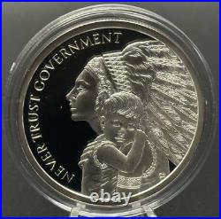 1 oz silver proof Never Trust Government V3.999 Pure COA BOX Indians Navajo