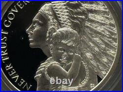 1 oz silver proof Never Trust Government V3.999 Pure COA BOX Indians Navajo