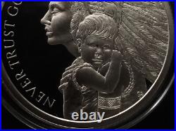 1 oz silver proof Never Trust Government V3.999 Pure COA BOX Indians Navajo