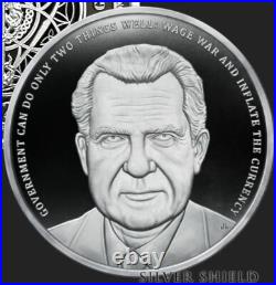 1 oz silver proof Richard M Nixon. 999 Pure COA BOX SSG Silver Shield Republican