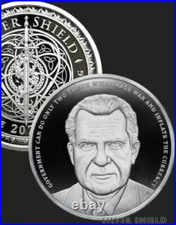 1 oz silver proof Richard M Nixon. 999 Pure COA BOX SSG Silver Shield Republican