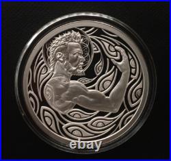 1 oz silver proof Sacred Shield. 999 Pure COA Box Flower of Life Silver Shield