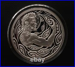 1 oz silver proof Sacred Shield. 999 Pure COA Box Flower of Life Silver Shield