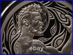 1 oz silver proof Sacred Shield. 999 Pure COA Box Flower of Life Silver Shield