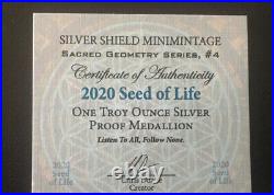 1 oz silver proof Seed Of Life. 999 Pure Fine COA BOX SSG Silver Shield Geometry