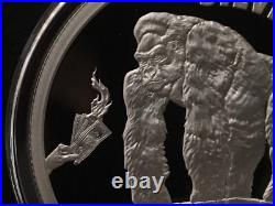 1 oz silver proof Silver Backed. 999 Pure COA BOX SSG wall st bets Gorilla Zoo