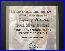 1 oz silver proof Silver Backed. 999 Pure COA BOX SSG wall st bets Gorilla Zoo