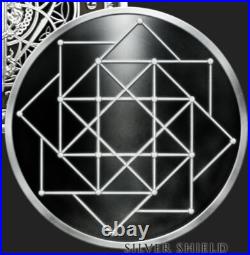 1 oz silver proof Square Matrix. 999 Pure COA BOX SSG Sacred Geometry Yoga