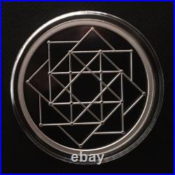 1 oz silver proof Square Matrix. 999 Pure COA BOX SSG Sacred Geometry Yoga