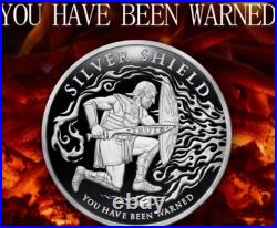 1 oz silver proof You Have Been Warned 2022 COA. 999 Pure Box Silver Shield