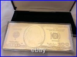 2000-4 oz Proof Silver Bar. 999 fine, COA- Hundred Dollars withcase and Gift Box
