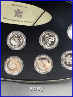 2000 Canada 12 Coin Sterling Silver Millenium Proof Quarter Set with Box & COA #E1