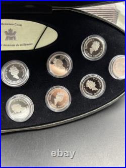 2000 Canada 12 Coin Sterling Silver Millenium Proof Quarter Set with Box & COA #E1