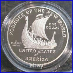 2000-P U. S. & Iceland Leif Ericson Millennium Proof Silver Dollar Box & COA