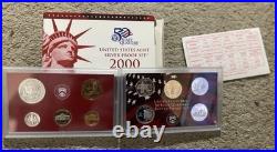 2000 S US Mint Silver Proof Set 10 Coin OGP Box And COA