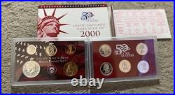 2000 S US Mint Silver Proof Set 10 Coin OGP Box And COA