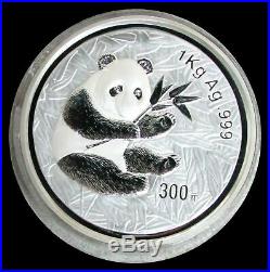 2000 Silver China 1 Kilo Proof 300 Yuan Panda 2,000 Minted Box & Coa