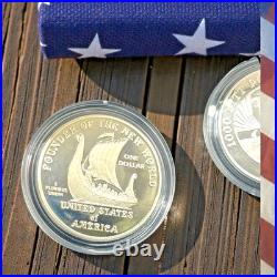 2000 US Mint/Icelandic Leif Ericson Proof 90% Silver 2-Coin Set w BOX & COA