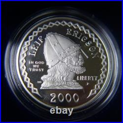 2000 US Mint/Icelandic Leif Ericson Proof Silver 2 Coin Set, US Mint BOX & COA