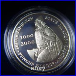2000 US Mint/Icelandic Leif Ericson Proof Silver 2 Coin Set, US Mint BOX & COA