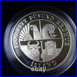 2000 US Mint/Icelandic Leif Ericson Proof Silver 2 Coin Set, US Mint BOX & COA