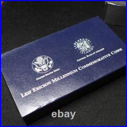 2000 US Mint/Icelandic Leif Ericson Proof Silver 2 Coin Set, US Mint BOX & COA