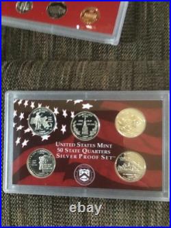 2000 U. S. Mint Silver Proof Set in Box with COA 10 Coin Set Light Toning