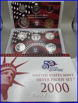 2000 United States US Mint Silver Proof 10 Coin Set Box COA OGP