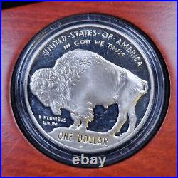 2001 $1 American Buffalo Silver Dollar Amazing Proof Silver Coin Wood Box (M255)