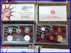 2001, 2002, & 2003 Complete US SILVER Proof Set lot (all 3) w Box and COA