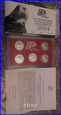 2001 & 2006 Silver Proof Sets Plus 2004 Proof Silver Quarter Set WithBox and COA