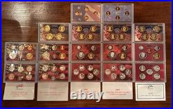 2001-2014 US Mint Silver Proof Set Lot (20 Items) with Box & COA 90% Silver