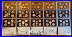 2001-2014 US Mint Silver Proof Set Lot (20 Items) with Box & COA 90% Silver