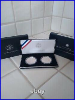 2001 American Buffalo 2- Coin Comm. Silver Dollar Set Proof+unc In Box