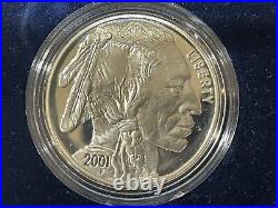 2001 American Buffalo Commemorative Silver Dollar Proof & UNC Set in Box w COA
