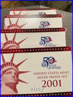 2001-S Complete SILVER Proof Set w Box and COA 4 SETS 10 coins