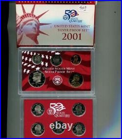 2001 S United States 90% Silver Proof Set Original Government Box + Coa Lot 4
