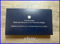 2001 Smithsonian American Buffalo Indian Silver Proof $1 Dollar 2-coins+box+coa